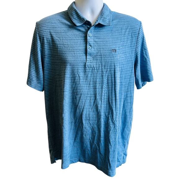 Travis Mathew Blue Striped Polo Shirt XL Golf Preppy Y2K 90s Streetwear Vintage - Picture 5 of 5